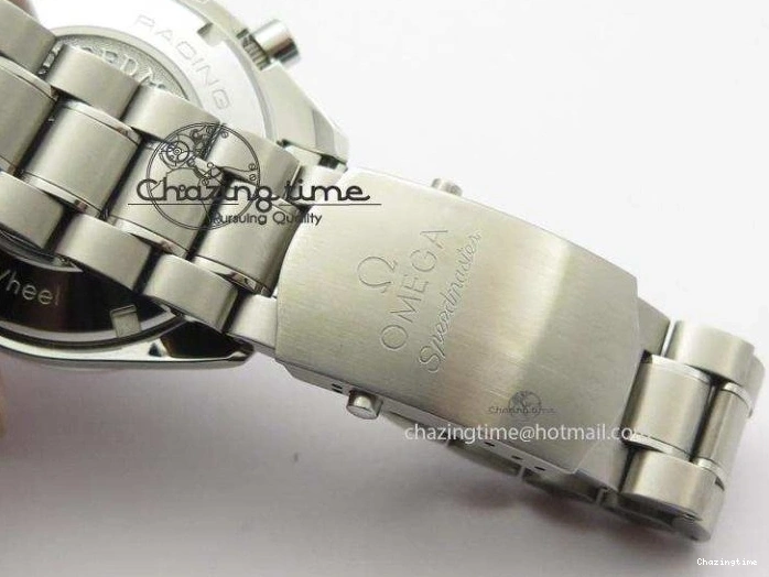 0228 Cozy Speedmaster Racing 40mm SS Black Dial On SS Bracelet A7750 ( Free Rubber Strap ) 8252